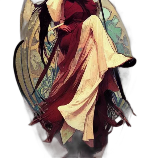 dress, mask, staff, dragon transparent PNG cut-out