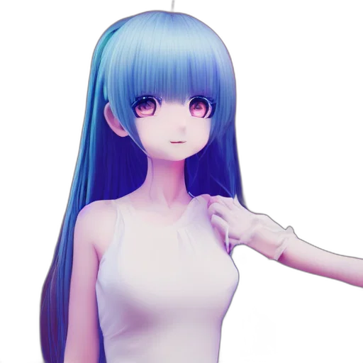 dress, robot, hair, staff transparent PNG cut-out