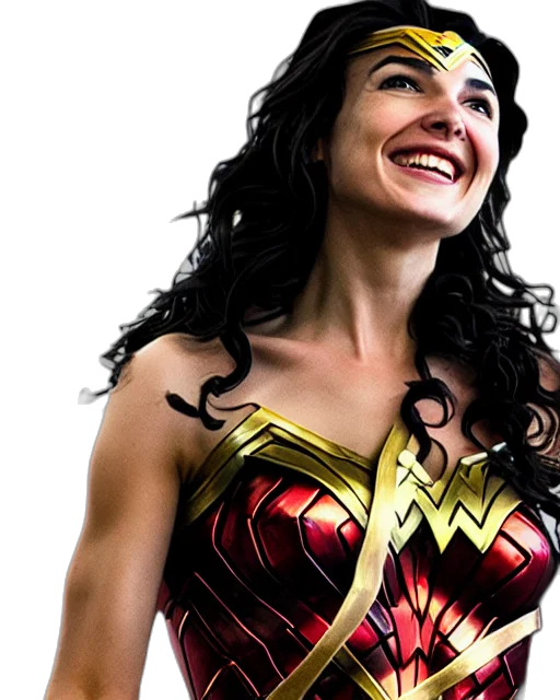 comic book art, photorealistic, gal, gadot transparent PNG cut-out