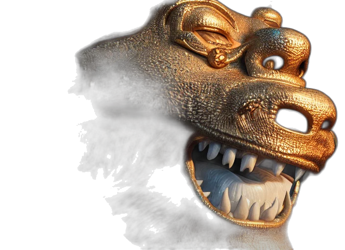 dragon, mask, 3d render, photorealistic transparent PNG cut-out