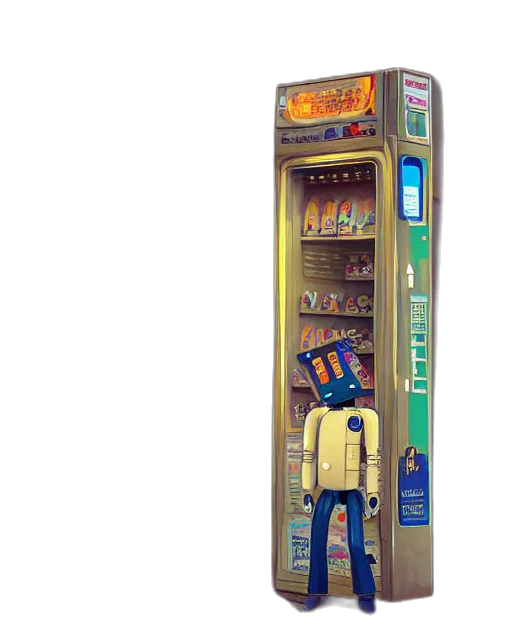 robot, staff, cyberpunk, concept art transparent PNG cut-out