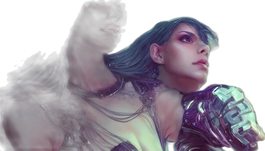 fantasy art, concept art, cyberpunk, photorealistic transparent PNG cut-out