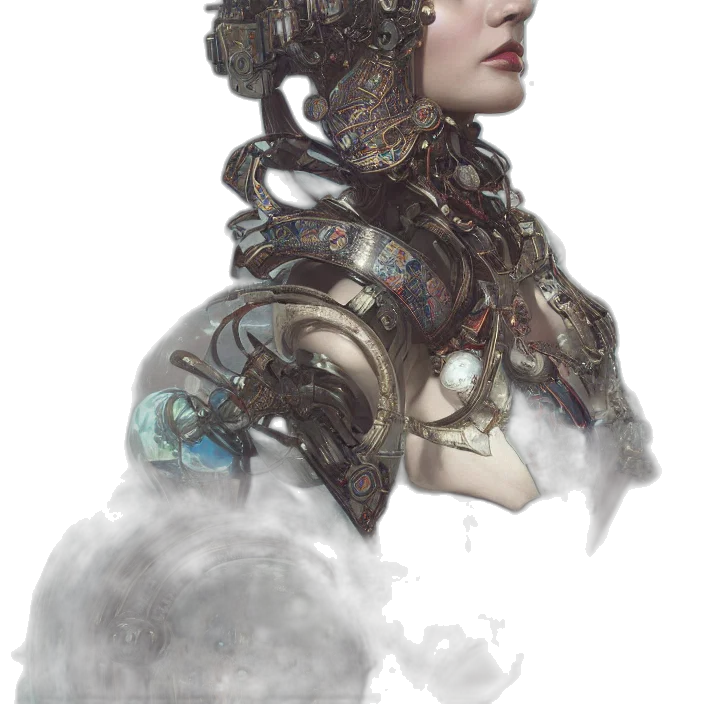 crown, face, dress, robot transparent PNG cut-out