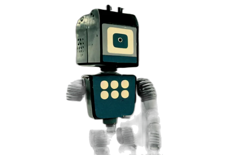 robot, 3d render, concept art, vintage transparent PNG cut-out