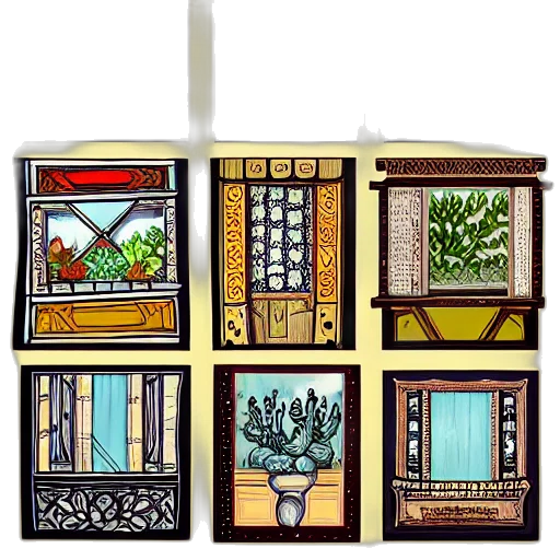 furniture, earth tones, painting, antique transparent PNG cut-out