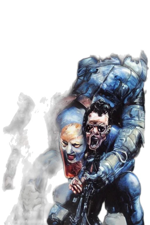 comic book art, concept art, cyberpunk, blue transparent PNG cut-out