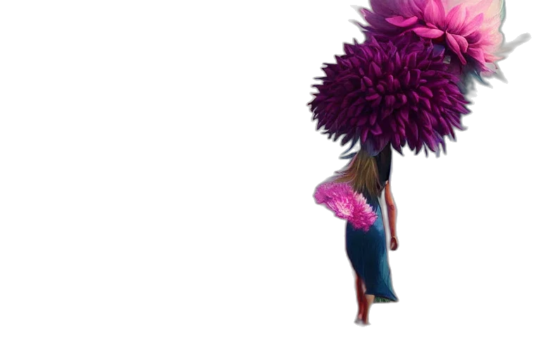 flower, umbrella, hair, staff transparent PNG cut-out