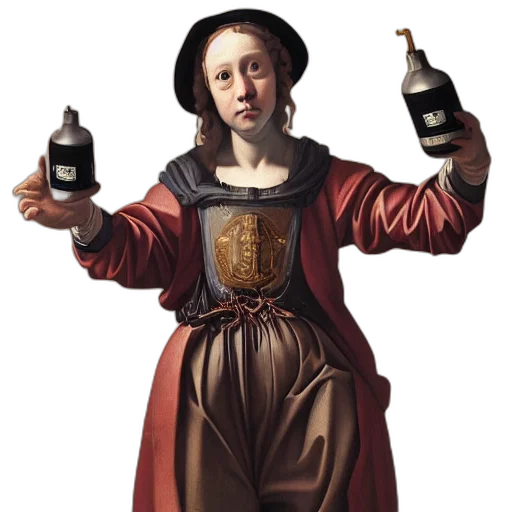 bottle, food, dress, photorealistic transparent PNG cut-out