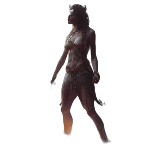 dress, creature, staff, mask transparent PNG cut-out