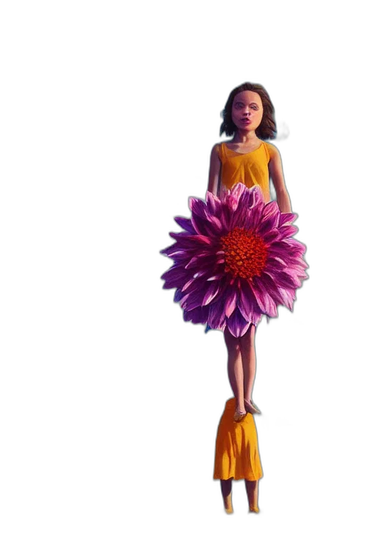 dress, flower, staff, 3d render transparent PNG cut-out