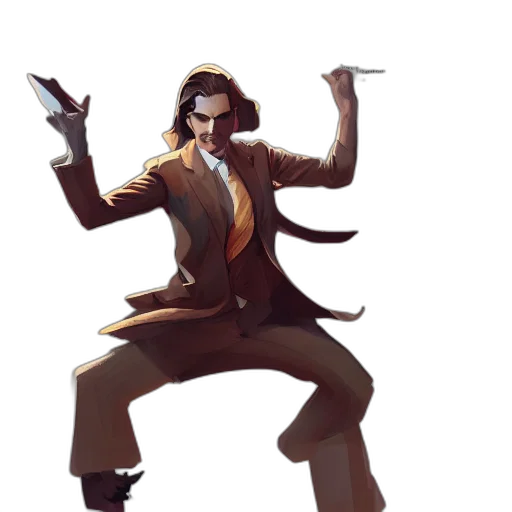 jacket, staff, concept art, comic book art transparent PNG cut-out
