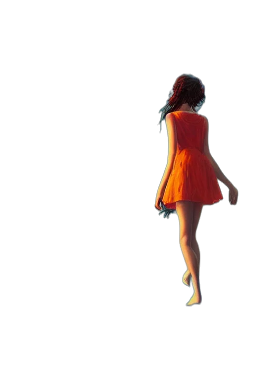 dress, hair, 3d render, concept art transparent PNG cut-out
