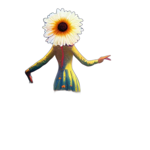 flower, dress, creature, staff transparent PNG cut-out