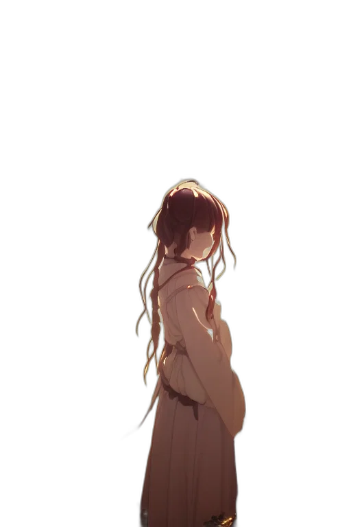 dress, jacket, staff, hair transparent PNG cut-out