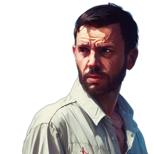 face, jacket, concept art, photorealistic transparent PNG cut-out