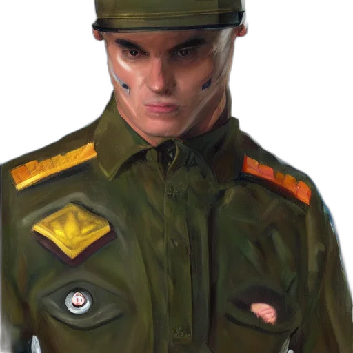jacket, face, hat, staff transparent PNG cut-out