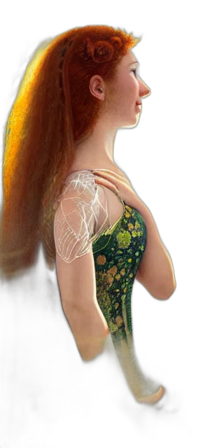 dress, hair, jewelry, fantasy art transparent PNG cut-out