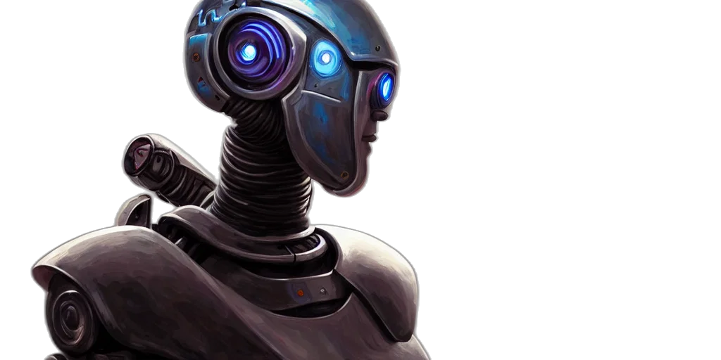 robot, concept art, cyberpunk, 3d render transparent PNG cut-out
