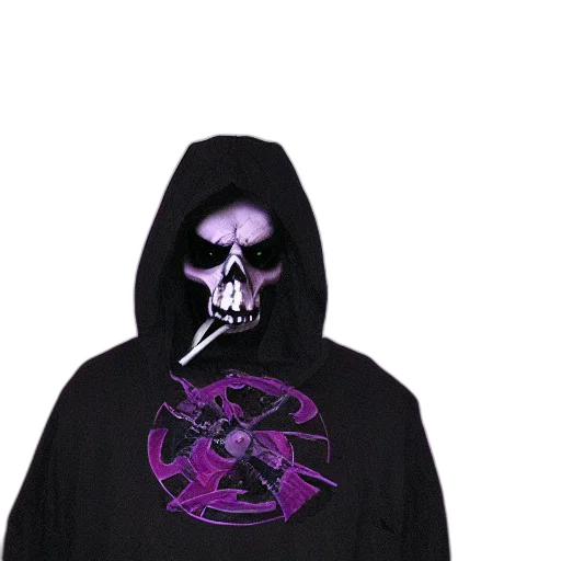 jacket, mask, staff, vaporwave transparent PNG cut-out