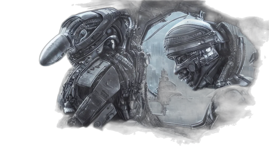 robot, concept art, comic book art, fantasy art transparent PNG cut-out
