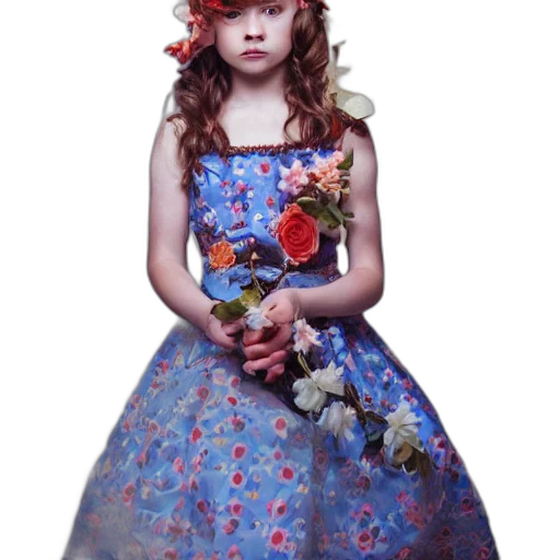 dress, crown, flower, photorealistic transparent PNG cut-out