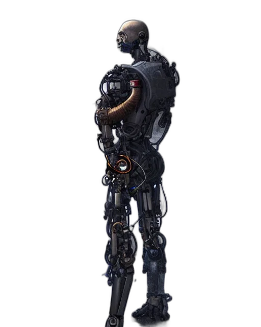 robot, staff, weapon, creature transparent PNG cut-out
