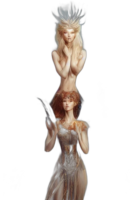 dress, sword, staff, hair transparent PNG cut-out