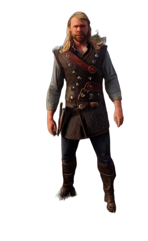 jacket, staff, sword, 3d render transparent PNG cut-out