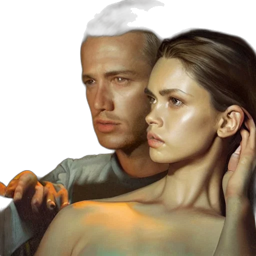 face, photorealistic, oil painting, concept art transparent PNG cut-out