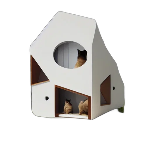 furniture, 3d render, cat, shaped transparent PNG cut-out