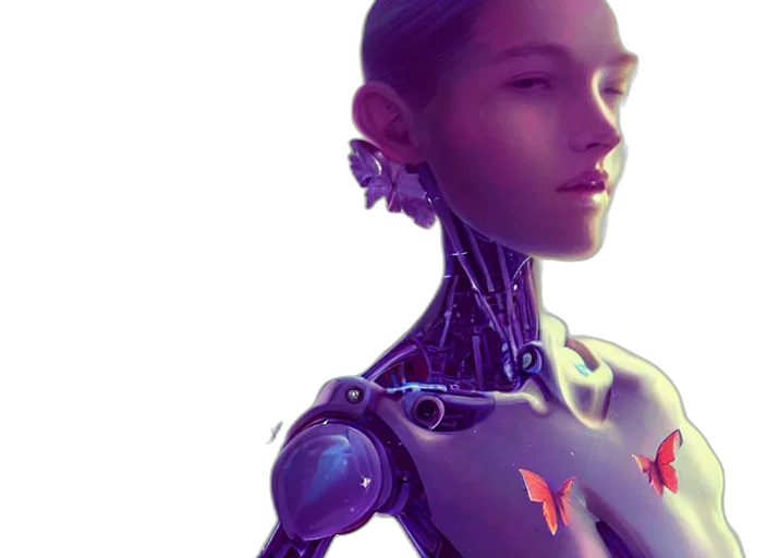 robot, cyberpunk, concept art, 3d render transparent PNG cut-out