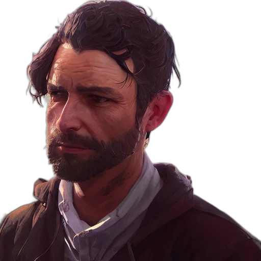 face, staff, jacket, concept art transparent PNG cut-out
