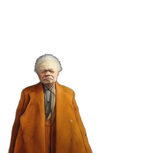 jacket, staff, face, creature transparent PNG cut-out