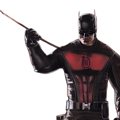 comic book art, concept art, 3d render, daredevil transparent PNG cut-out