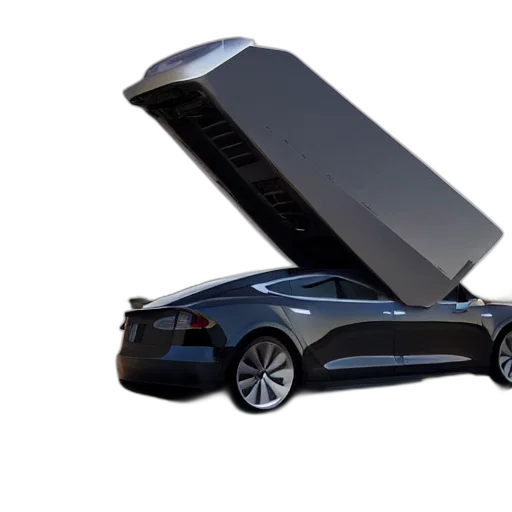 car, robot, 3d render, tesla transparent PNG cut-out