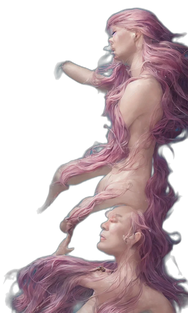 creature, hair, dress, concept art transparent PNG cut-out