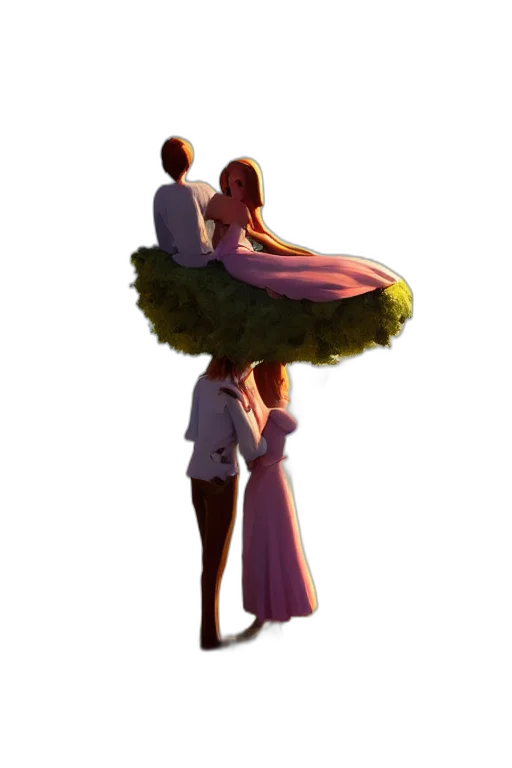 dress, tree, crown, staff transparent PNG cut-out