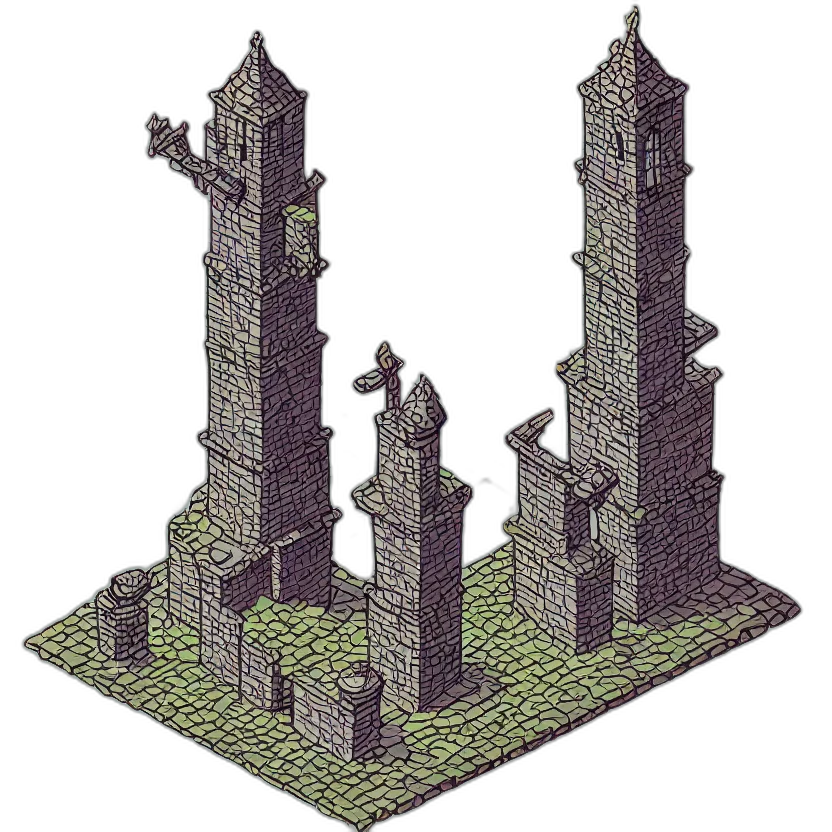 building, crown, pixel art, 3d render transparent PNG cut-out