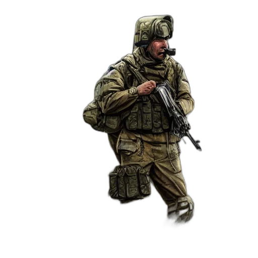 jacket, weapon, staff, face transparent PNG cut-out