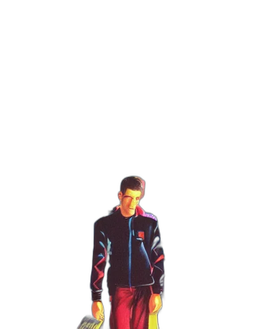 jacket, staff, robot, creature transparent PNG cut-out