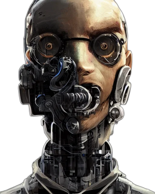 robot, face, mask, cyberpunk transparent PNG cut-out