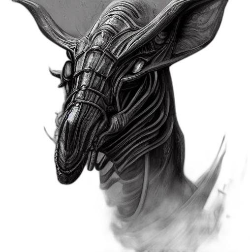dragon, creature, mask, staff transparent PNG cut-out