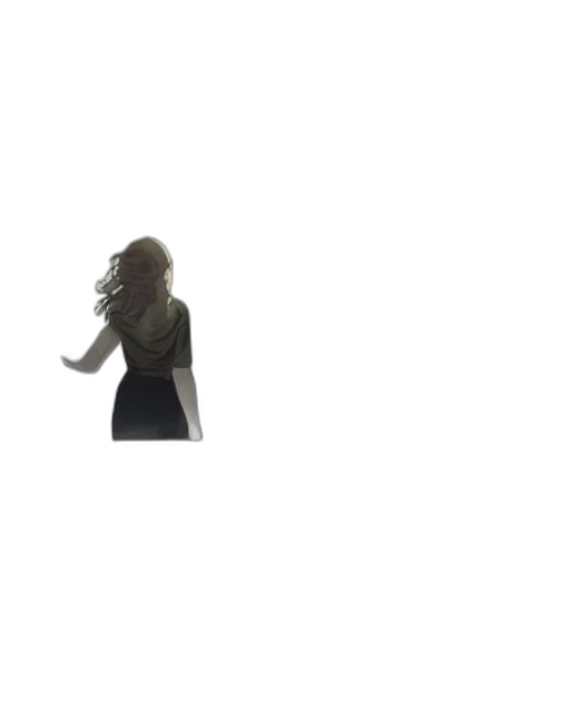 dress, staff, hair, creature transparent PNG cut-out