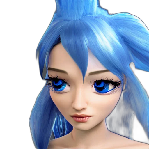 face, hair, 3d render, concept art transparent PNG cut-out