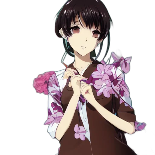 flower, dress, staff, anime transparent PNG cut-out