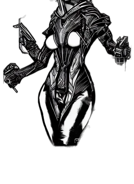 robot, comic book art, concept art, cyberpunk transparent PNG cut-out