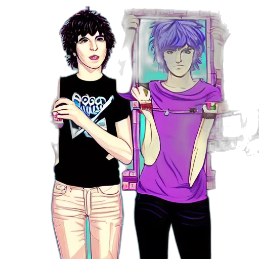 cartoon, anime, vaporwave, comic book art transparent PNG cut-out