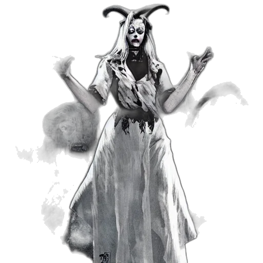 dress, creature, mask, staff transparent PNG cut-out