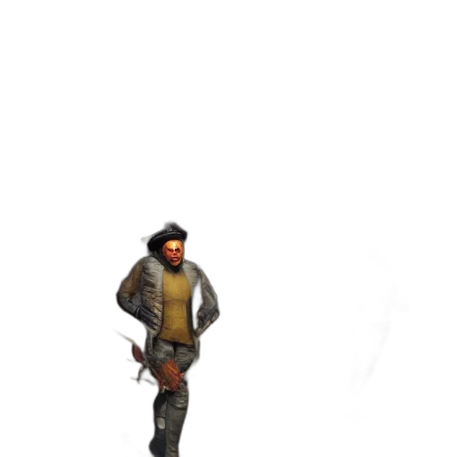 jacket, staff, weapon, creature transparent PNG cut-out