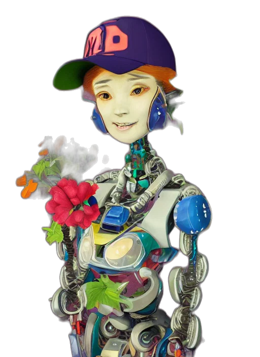 robot, jewelry, staff, face transparent PNG cut-out